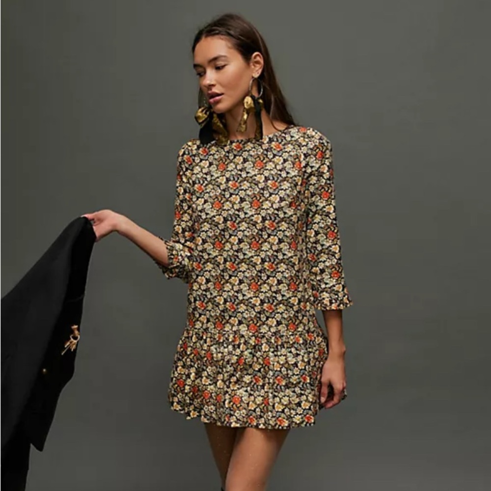 Avenue mini dress black motif floral free people